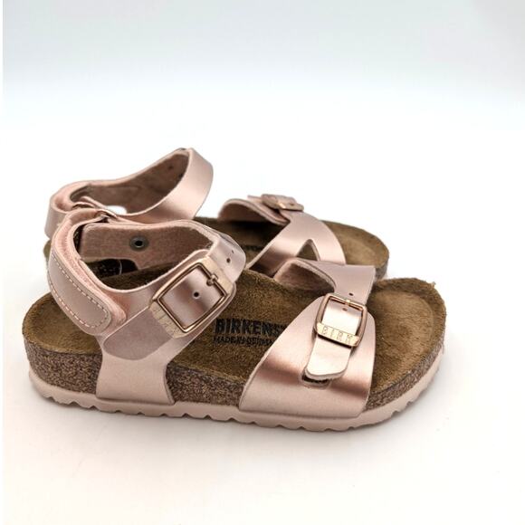 Birkenstock Rio Kids Birko-Flor Sandals Electric Metallic Copper Size US8 EU26 - Picture 3 of 11